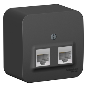Розетка компьютерная RJ45 Cat.5e (UTP) двойная цвет антрацит