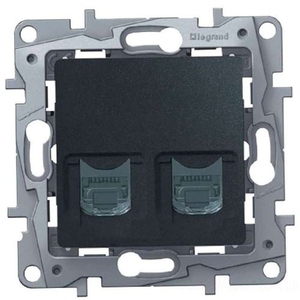 Розетка компьютерная RJ45 Cat.5e (UTP) двойная цвет антрацит