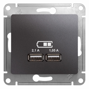 Розетка USB двойная цвет графит