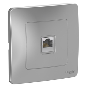 Розетка с рамкой компьютерная RJ45 Cat.5e (UTP) одинарная цвет алюминий