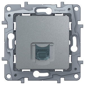 Розетка компьютерная RJ45 Cat.6 (UTP) одинарная цвет алюминий