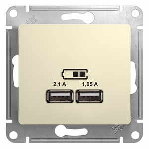 Розетка USB двойная цвет бежевый