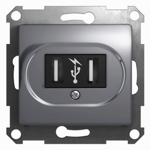 Розетка USB двойная цвет алюминий