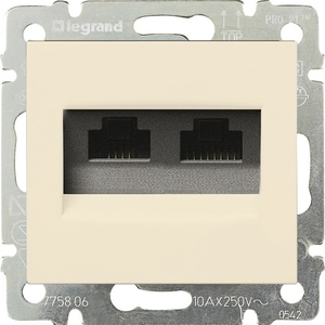 Розетка компьютерная RJ45 Cat.5e (UTP) двойная цвет слоновая кость