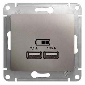 Розетка USB двойная цвет платина