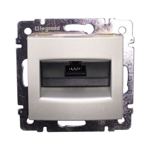 Розетка компьютерная RJ45 Cat.6 (UTP) одинарная цвет алюминий