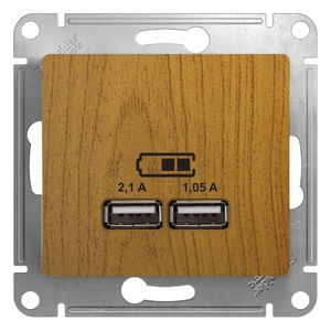 Розетка USB двойная цвет дуб