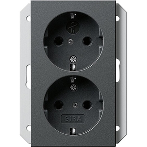 Розетка двойная антрацитового цвета
