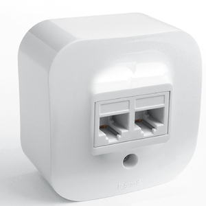 Розетка с рамкой компьютерная RJ45 Cat.5e (UTP) двойная цвет белый