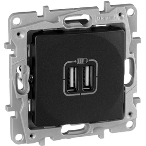 Розетка USB двойная цвет антрацит