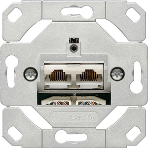 Механизм розетка компьютерная RJ45 Cat.6a (STP) двойная цвет белый глянцевый