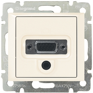 Розетка двойная VGA+Jack цвет слоновая кость