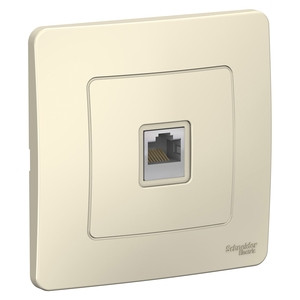 Розетка с рамкой компьютерная RJ45 Cat.5e (UTP) одинарная цвет молочный