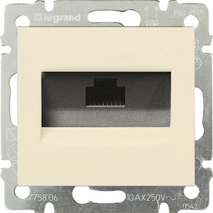 Розетка компьютерная RJ45 Cat.5e (UTP) одинарная цвет слоновая кость
